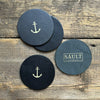 Leather Anchor Coasters, Black