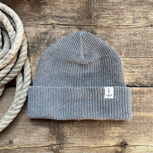 Anchor Upcycled Cotton Beanie, Battleship Grey