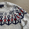 Vintage-Inspired Anchor Sweater In Cotton-Linen