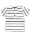 Kid's Stripe Short Sleeve Henley, White/Navy