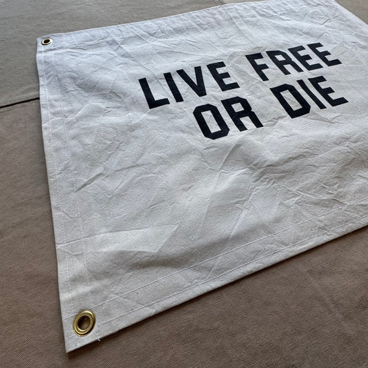 Live Free or Die Canvas Camp Flag, Natural