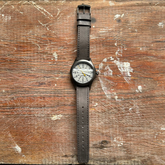 Expedition 40mm Leather Strap Watch, Ash Brown