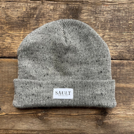 Upcycled Wool Beanie, Grey Melange