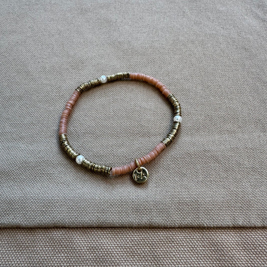 Rory Solid Gold Stretch Bracelet, Blush Pink