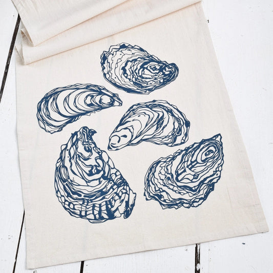 Oyster Tea Towel, Navy