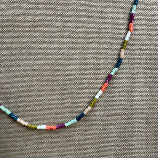 Everly Single Strand Luxe Bead Necklace, Rainbow Color Mix