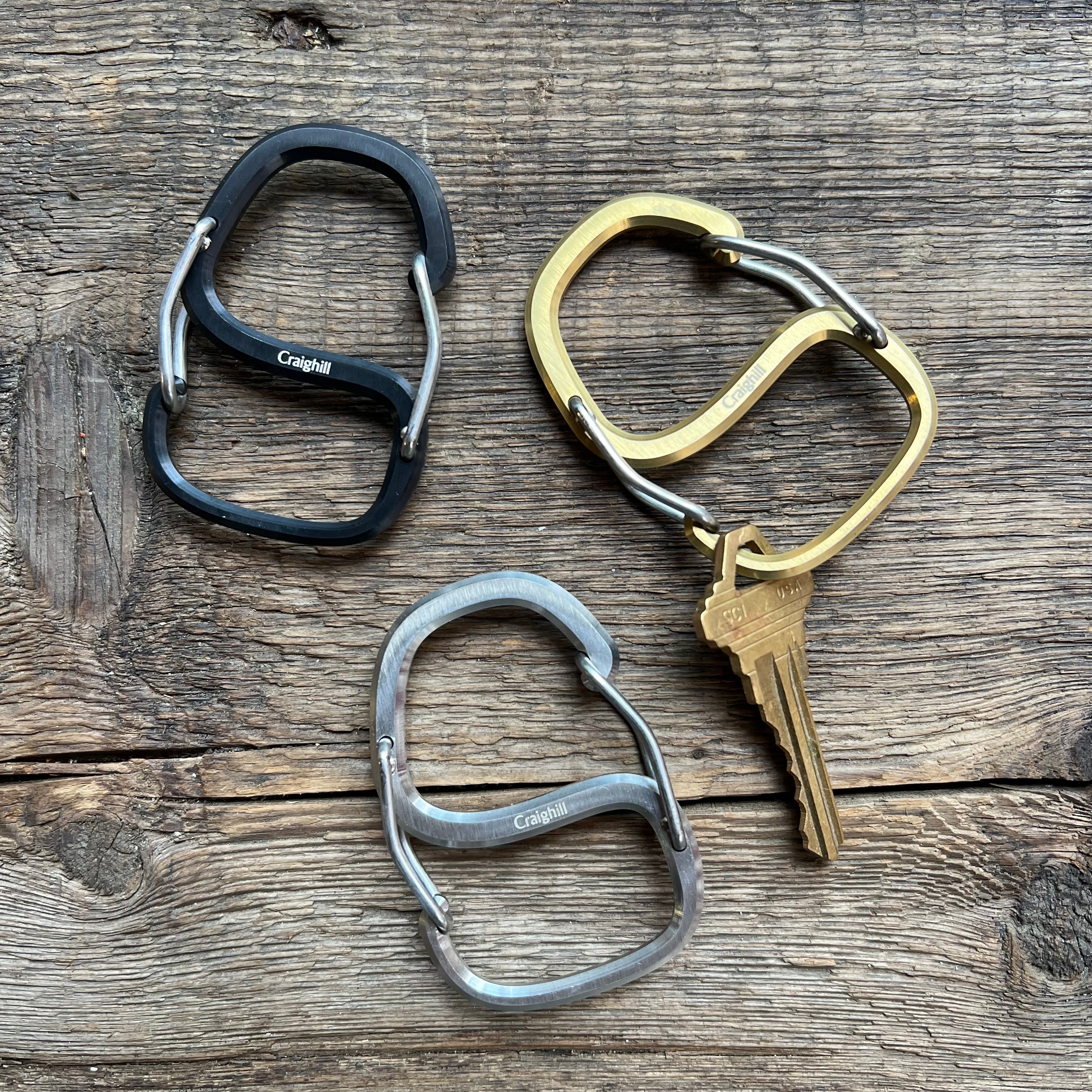 Coachwhip Carabiner Key Ring, Vapor Brass – Acacia