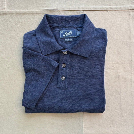 Cloud Cotton Sweater Polo, Navy