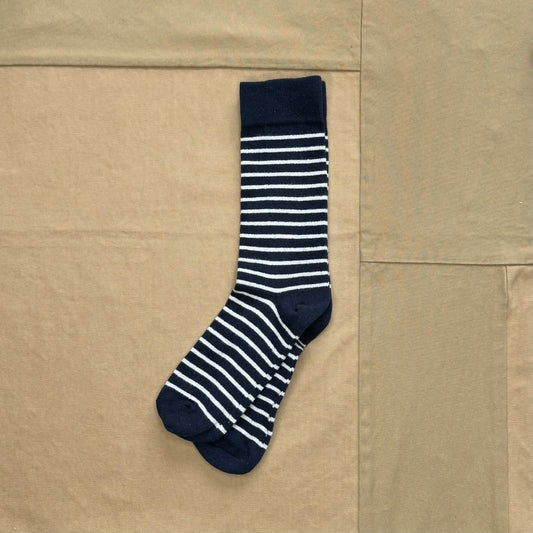 Breton Stripe Sock, Navy/White
