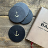 Leather Anchor Coasters, Black