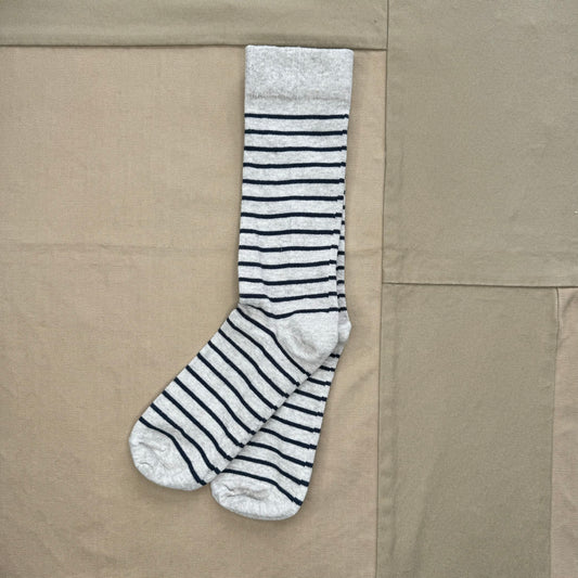 Breton Stripe Sock, Linen/Navy