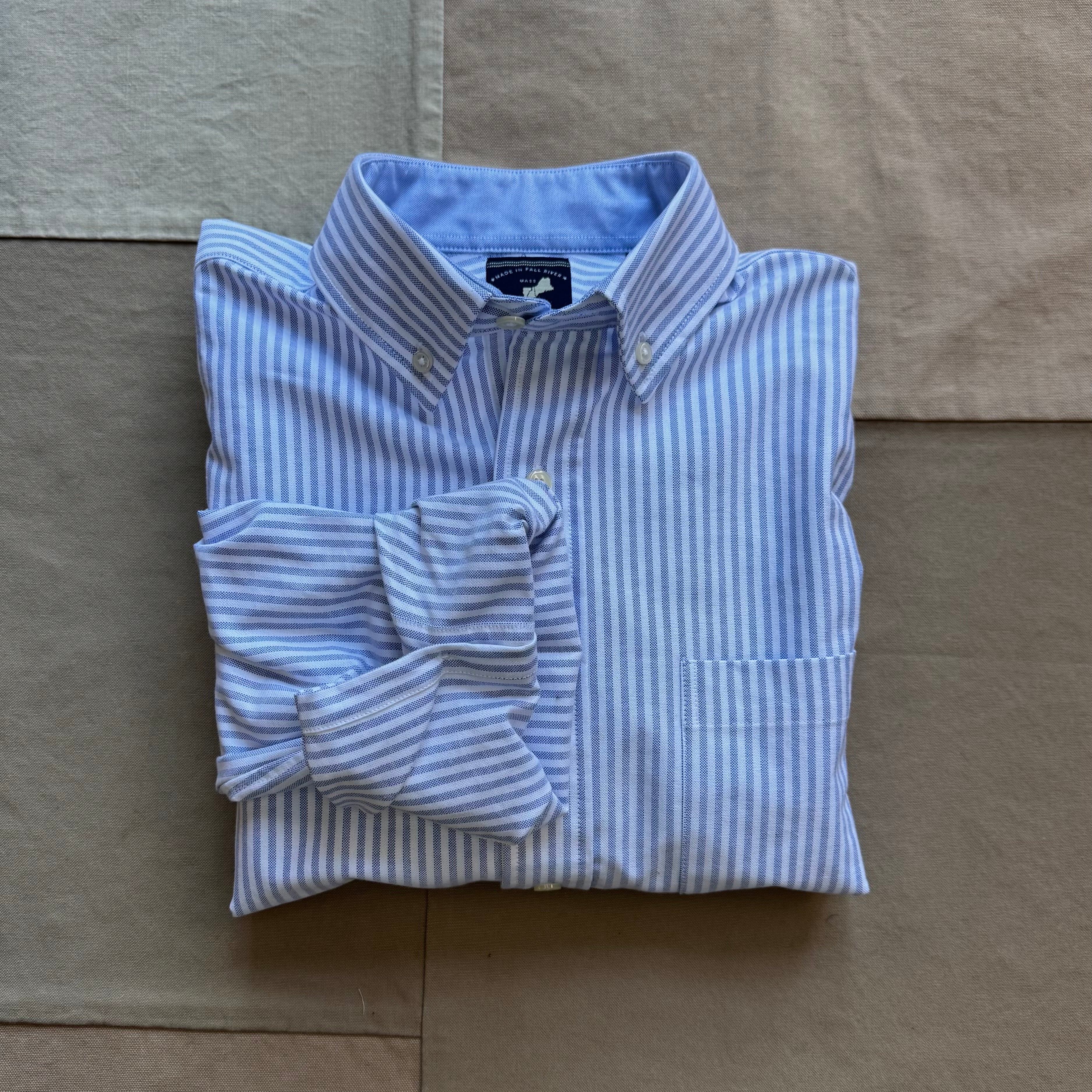 Modern Long Sleeve Oxford Shirt, Blue Stripe – SAULT New England