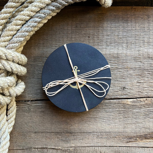Leather Anchor Coasters, Navy
