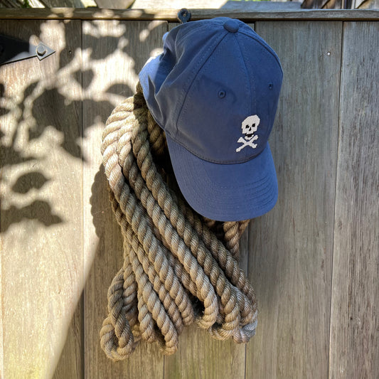 Skull and Cross Bones Needlepoint Cap, Slate