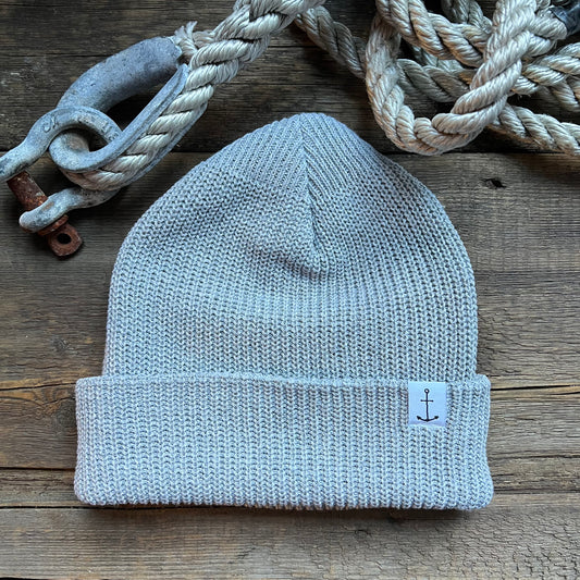 Anchor Upcycled Cotton Beanie, Sea Salt