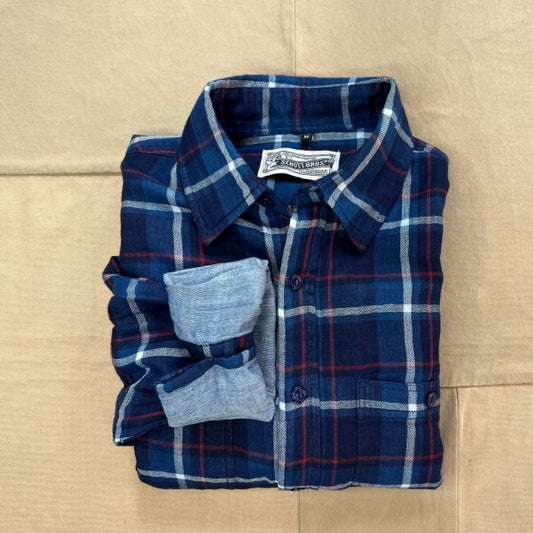 Double Weave Plaid Work Shirt, Navy