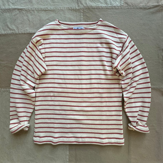 Nantucket Striped Boat Neck Sweater, Natural/Red
