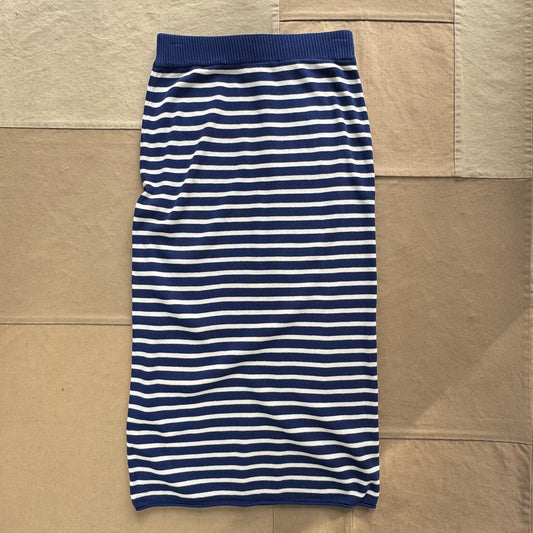 Knit Striped Midi Skirt, Navy/Ivory