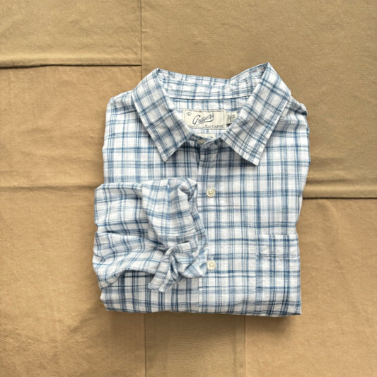 Space Dyed Gingham Shirt, Sky Blue