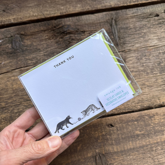 Cats At Play Note Cards with Letterpress Envelopes