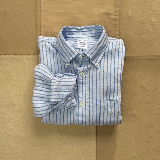 Irish Linen Sport Shirt, Blue Stripe