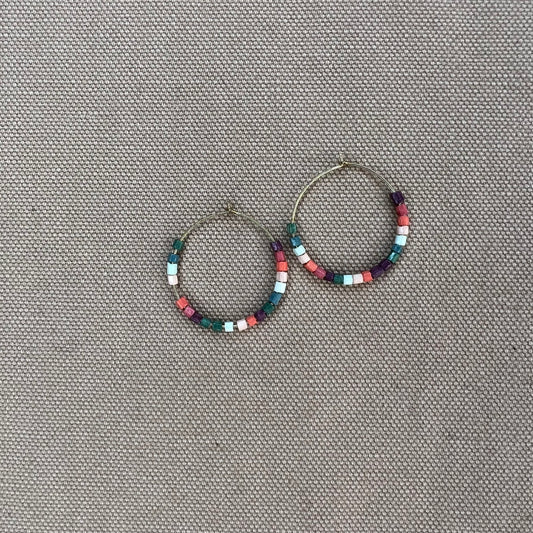 Victoria Mixed Beaded Hoop Earrings, Port