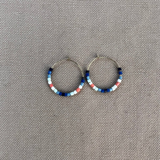 Victoria Mixed Beaded Hoop Earrings, Coastal