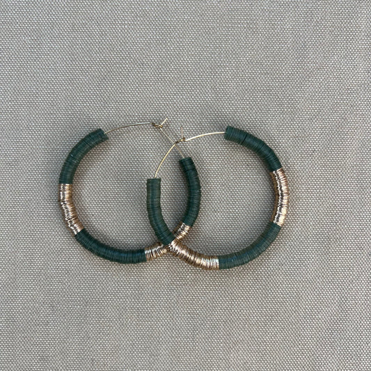 Hannah Two Color Block Hoop Earrings, Green