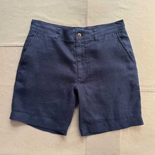 Aventure Washed Linen Shorts, Navy