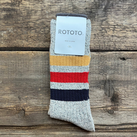 Park Stripe Crew Socks, Medium Grey