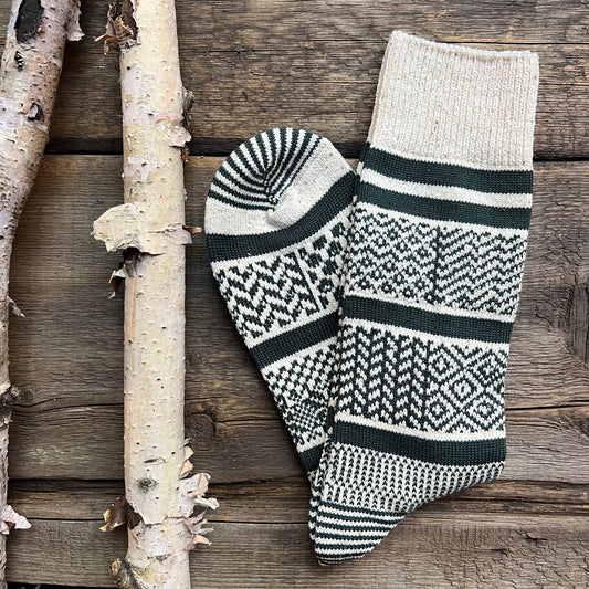 Multi Jacquard Crew Socks, Pine