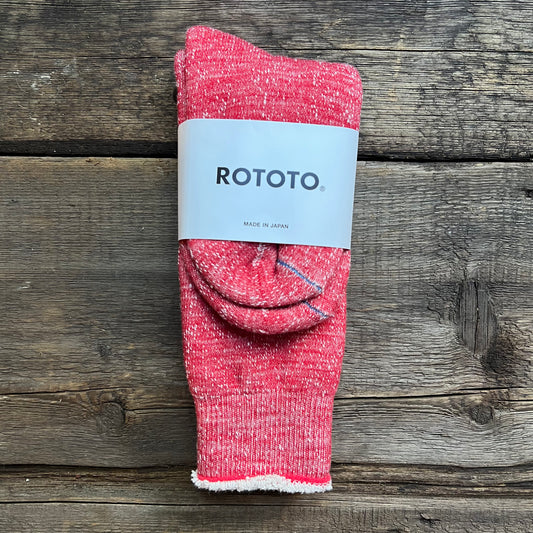 Double Face Crew Socks, Red