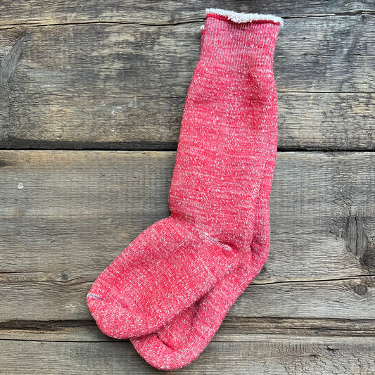 Double Face Crew Socks, Red