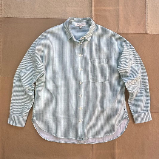 Jo Shirt in Double Gauze, Green/White