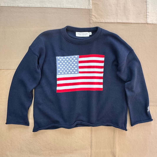Women's American Flag Sweater, Navy