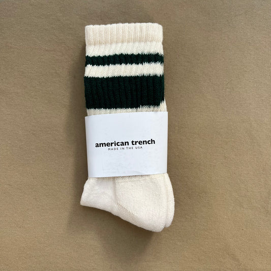 Retro Stripe Sock, Forest Green