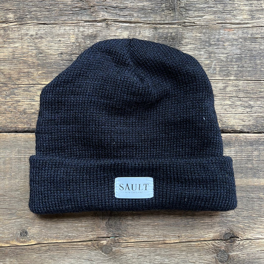 Upcycled Wool Beanie, Navy Melange