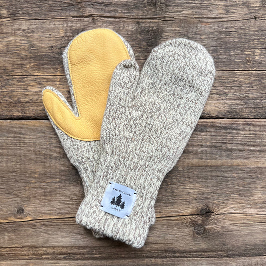 Wool Deerskin Mitten, Oatmeal/Natural