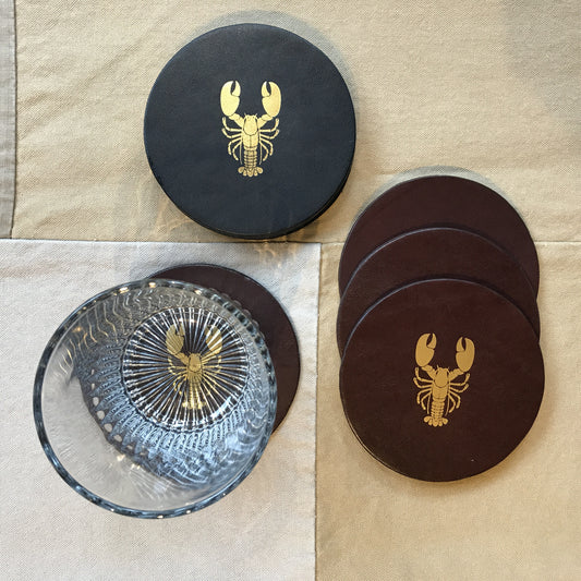 Leather Lobster Coasters, Dark Brown