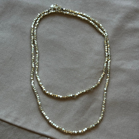 Erica Double Necklace, Faceted Gold Beads