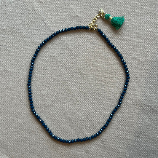 Hayden Crystal Necklace, Navy