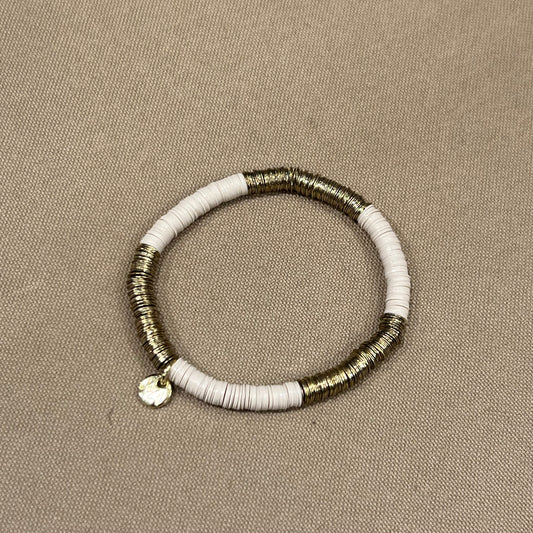 Grace Two-Color Stretch Bracelet, Cream/Gold