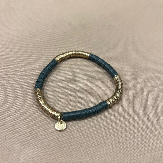 Grace Two-Color Stretch Bracelet, Emerald/Gold