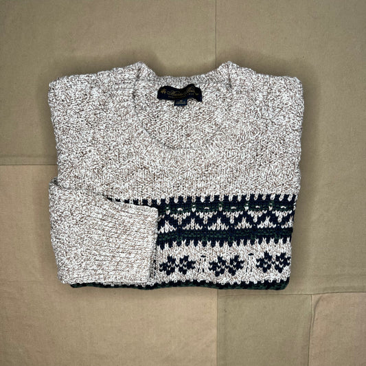 Cotton Fair Isle Sweater, Beige Multi