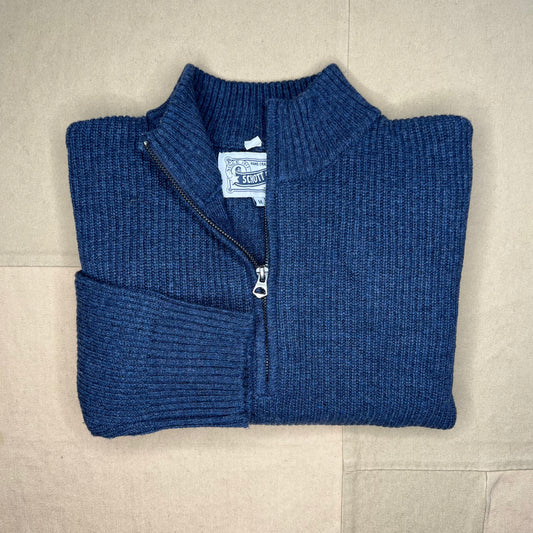 Wool Blend Ribbed Sweater, Navy