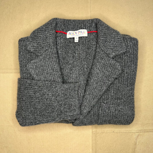 Mitchell Cardigan in Washed Cashmere, Marled Charcoal