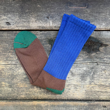 Multi Loose Pile Sock, Blue/Brown