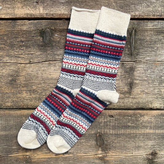 Nordic Pattern Sock, Ivory