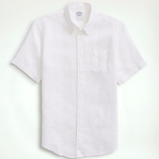 Short Sleeve Linen Shirt, White