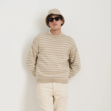 Harbor Stripe Sweater in Cotton, Flax/Ivory